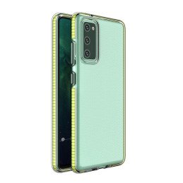Spring Case, gelinis dėklas su spalvingu rėmeliu, skirtas Samsung Galaxy A02s EU, geltonas