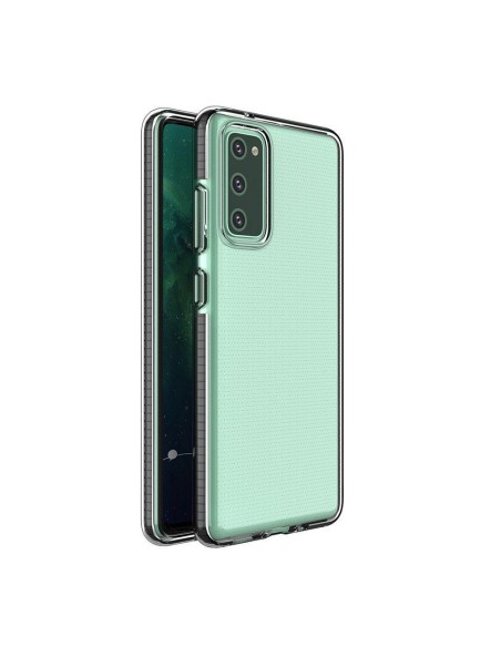 Spring Case gelio dėklas su spalvingu rėmeliu, skirtas Samsung Galaxy A72 4G juodas