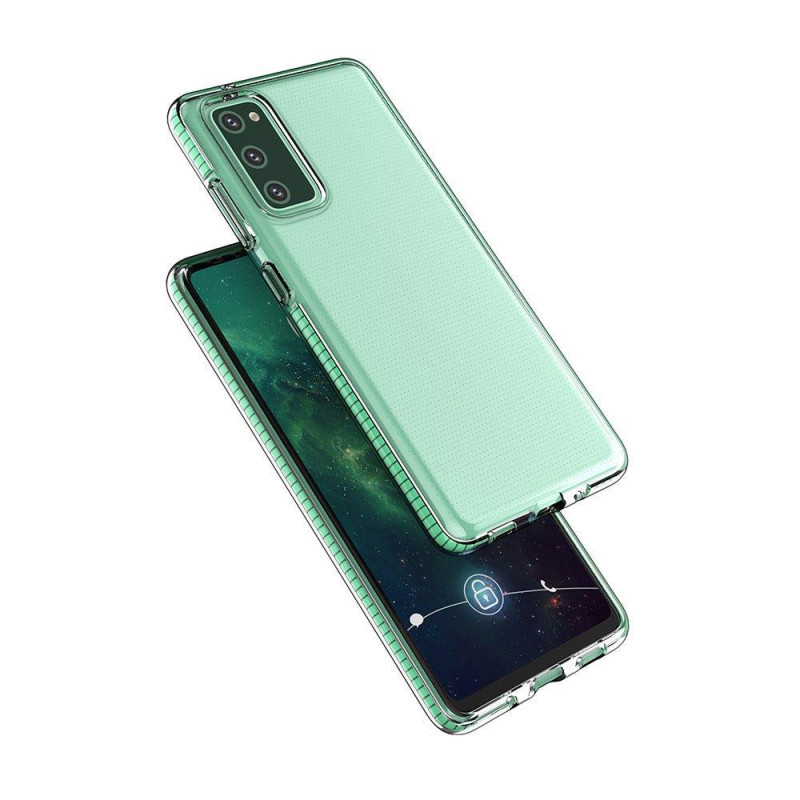Spring Case Cover Gel Dėklas su spalvingu rėmeliu, skirtas Samsung Galaxy A72 4G šviesiai rožinei