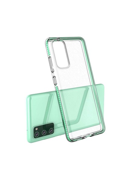 Spring Case Cover Gel Dėklas su spalvingu rėmeliu, skirtas Samsung Galaxy A72 4G šviesiai rožinei