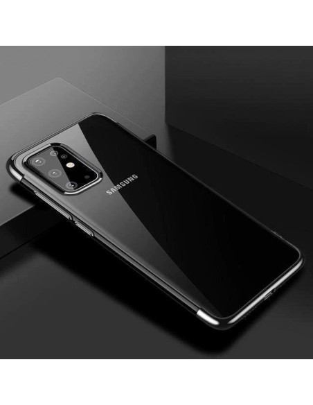 Skaidrus spalvotas gelinis dėklas su metaliniu rėmeliu, skirtas Samsung Galaxy A72 4G black Skaidrus spalvotas gelinis dėklas su metaliniu rėmeliu, skirtas Samsung Galaxy A72 4G black