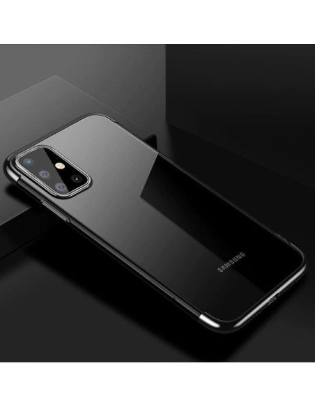 Skaidrus spalvotas gelinis dėklas su metaliniu rėmeliu, skirtas Samsung Galaxy A72 4G black Skaidrus spalvotas gelinis dėklas su metaliniu rėmeliu, skirtas Samsung Galaxy A72 4G black