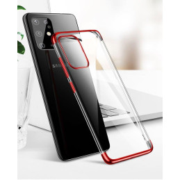 Skaidrus spalvotas gelinis dėklas su metaliniu rėmeliu, skirtas Samsung Galaxy A72 4G black