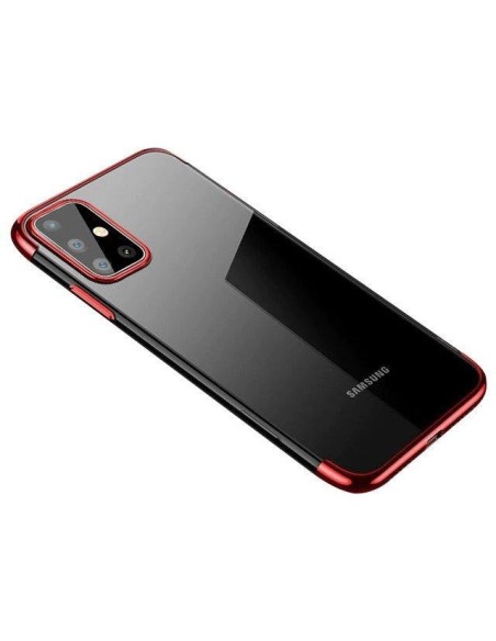 Skaidrios spalvos dėklas, gelio dangtelis, dėklas su metaliniu rėmeliu, skirtas Samsung Galaxy A72 4G red Skaidrios spalvos dėklas, gelio dangtelis, dėklas su metaliniu rėmeliu, skirtas Samsung Galaxy A72 4G red