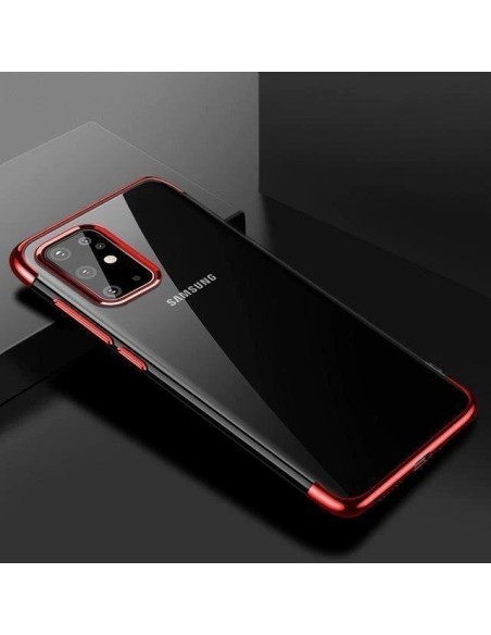 Skaidrios spalvos dėklas, gelio dangtelis, dėklas su metaliniu rėmeliu, skirtas Samsung Galaxy A72 4G red Skaidrios spalvos dėklas, gelio dangtelis, dėklas su metaliniu rėmeliu, skirtas Samsung Galaxy A72 4G red