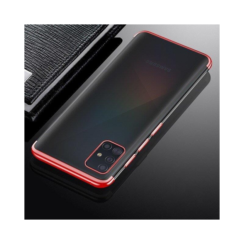 Skaidrios spalvos dėklas, gelio dangtelis, dėklas su metaliniu rėmeliu, skirtas Samsung Galaxy A72 4G red