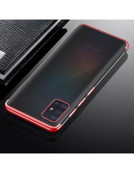 Skaidrios spalvos dėklas, gelio dangtelis, dėklas su metaliniu rėmeliu, skirtas Samsung Galaxy A72 4G red Skaidrios spalvos dėklas, gelio dangtelis, dėklas su metaliniu rėmeliu, skirtas Samsung Galaxy A72 4G red