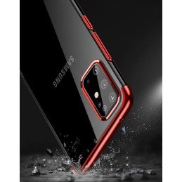 Skaidrios spalvos dėklas, gelio dangtelis, dėklas su metaliniu rėmeliu, skirtas Samsung Galaxy A72 4G red