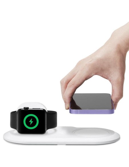Spigen Magfit Duo indukcinis įkroviklis Apple MagSafe / Apple Watch - baltas
