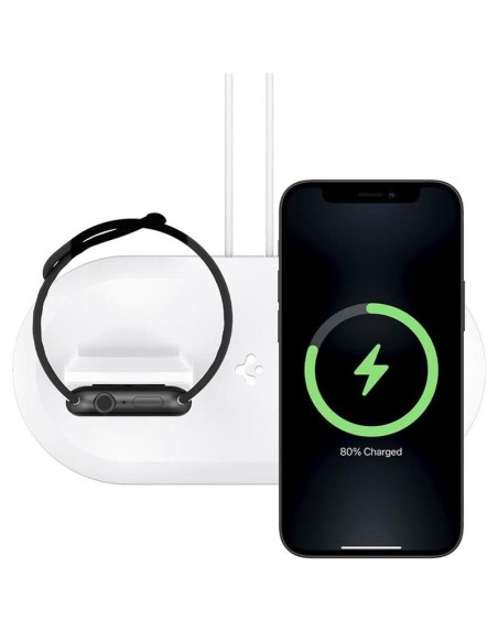 Spigen Magfit Duo indukcinis įkroviklis Apple MagSafe / Apple Watch - baltas
