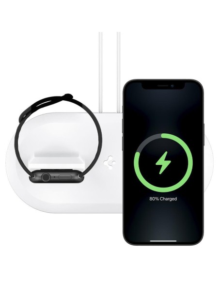 Spigen Magfit Duo indukcinis įkroviklis Apple MagSafe / Apple Watch - baltas