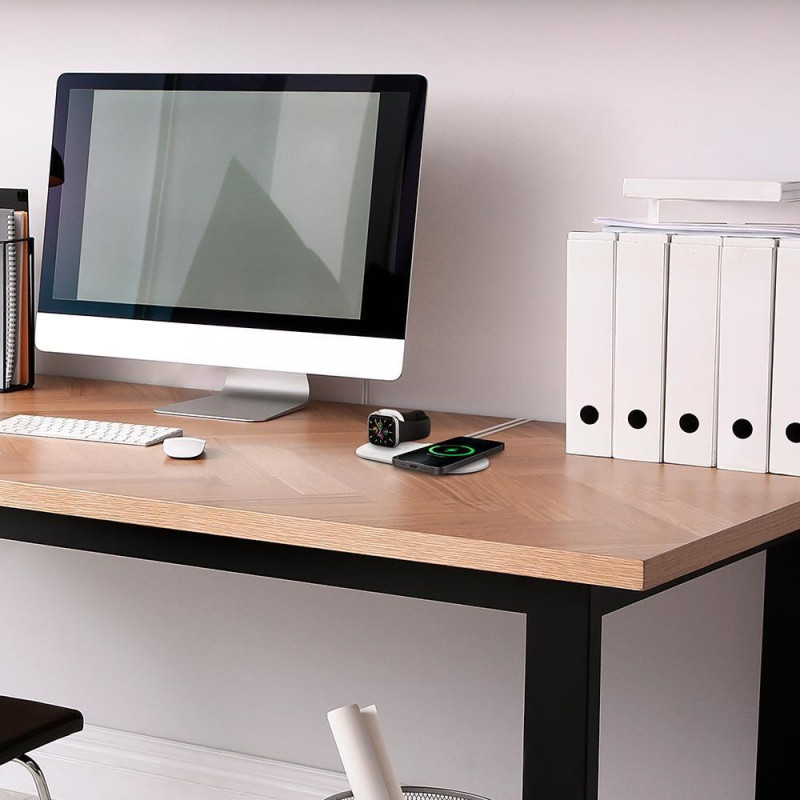 Spigen Magfit Duo indukcinis įkroviklis Apple MagSafe / Apple Watch - baltas