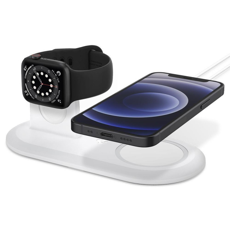 Spigen Magfit Duo indukcinis įkroviklis Apple MagSafe / Apple Watch - baltas