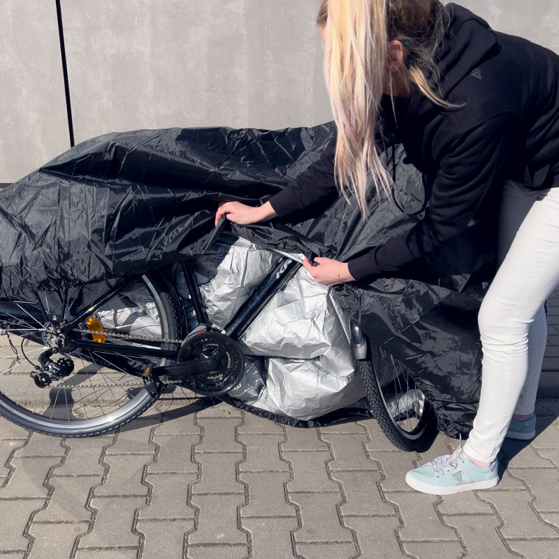 Vandeniui atsparus kepsninės, dviračio, paspirtuko dangtis brezentinis užvalkalas L juodas