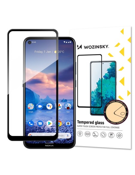 Wozinsky Super patvarus, pilnai klijuojamas grūdintas stiklas viso ekrano dangtelis su rėmeliu patogiu dėklu Nokia 5.4 B...