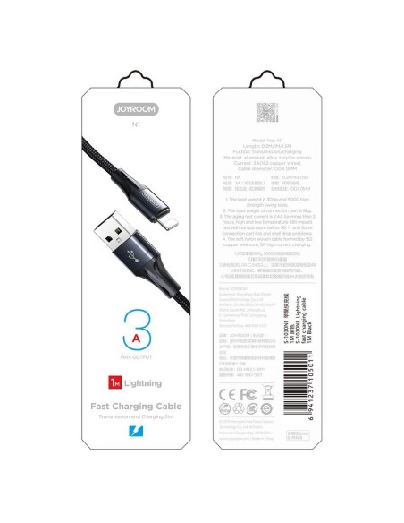 Joyroom USB – C tipo USB laidas 3 A 1 m juodas (S-1030N1) Joyroom USB – C tipo USB laidas 3 A 1 m juodas (S-1030N1)