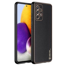 Dux Ducis Yolo elegantiškas dėklas su ekologiškos odos dangteliu, skirtas Samsung Galaxy A72 4G juodas