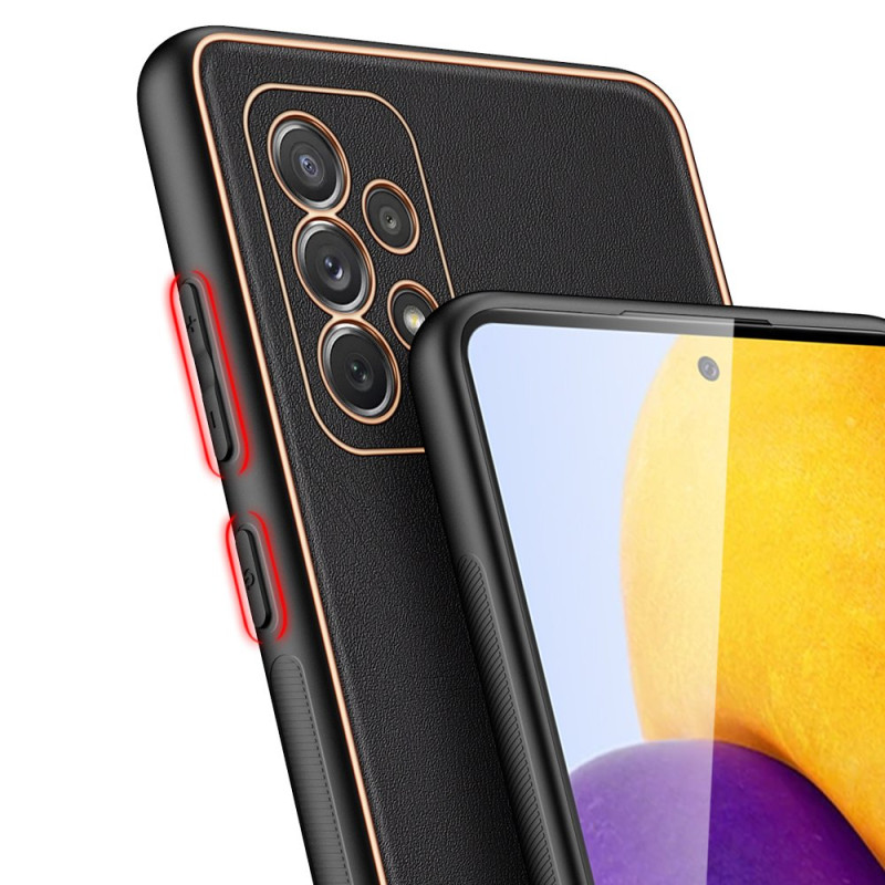 Dux Ducis Yolo elegantiškas dėklas su ekologiškos odos dangteliu, skirtas Samsung Galaxy A72 4G juodas