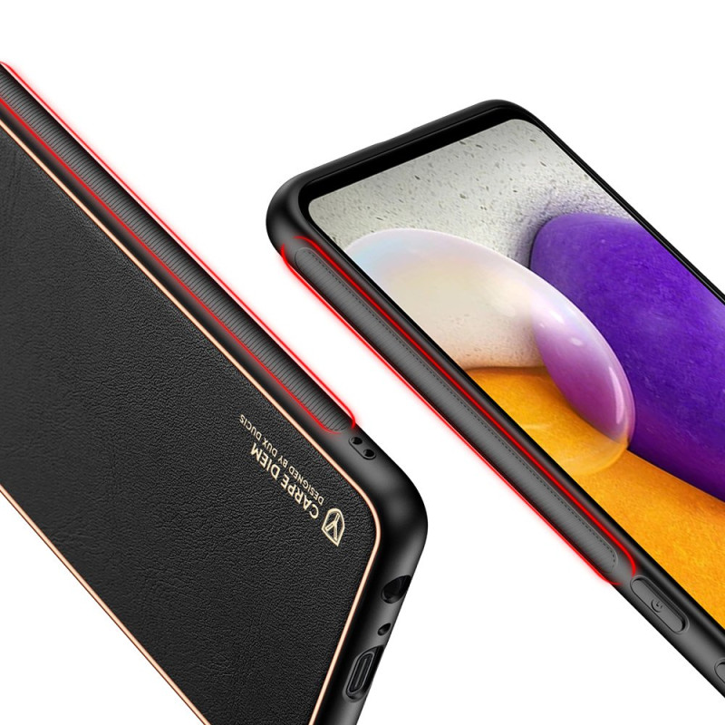 Dux Ducis Yolo elegantiškas dėklas su ekologiškos odos dangteliu, skirtas Samsung Galaxy A72 4G juodas