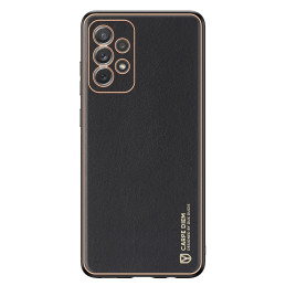 Dux Ducis Yolo elegantiškas dėklas su ekologiškos odos dangteliu, skirtas Samsung Galaxy A72 4G juodas