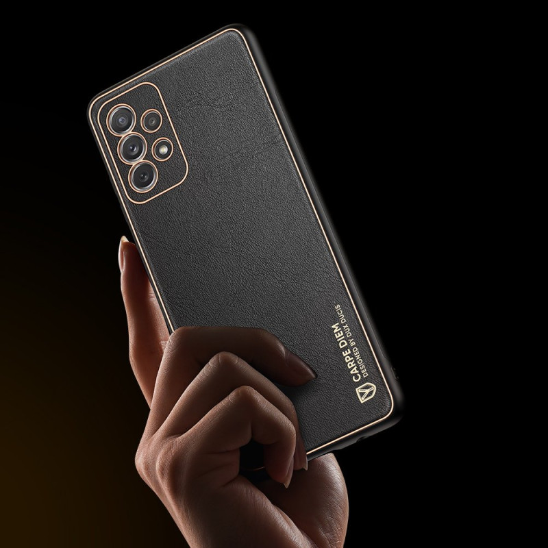 Dux Ducis Yolo elegantiškas dėklas su ekologiškos odos dangteliu, skirtas Samsung Galaxy A72 4G juodas