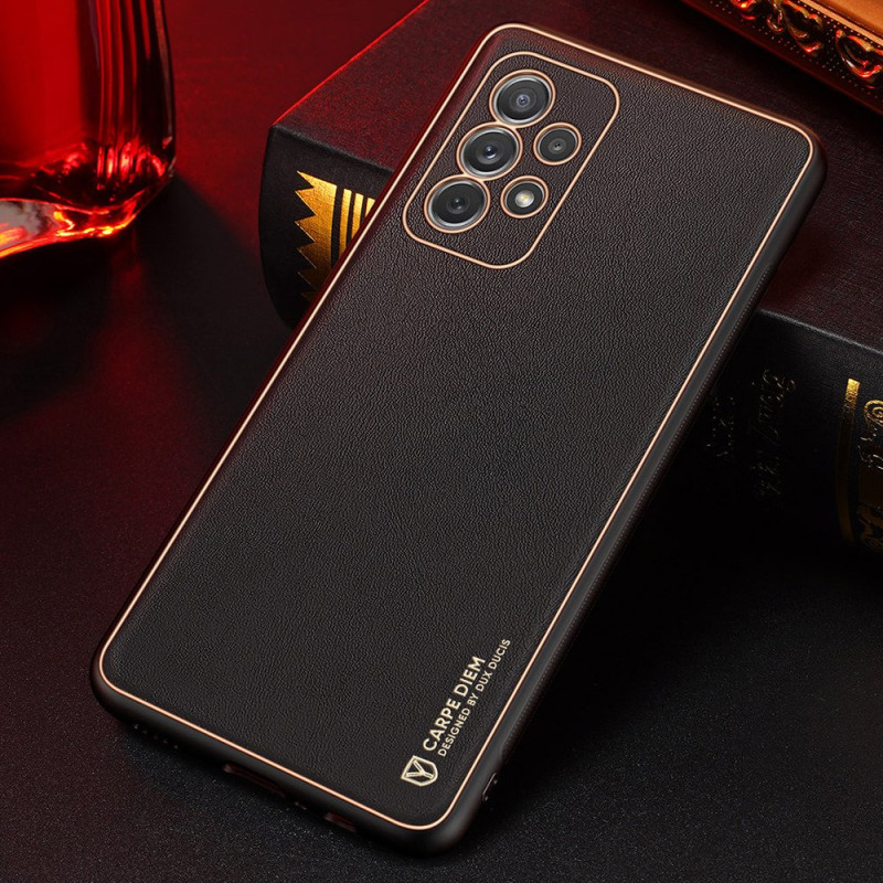 Dux Ducis Yolo elegantiškas dėklas su ekologiškos odos dangteliu, skirtas Samsung Galaxy A72 4G juodas