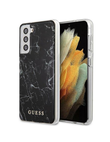 Guess Marble Collection dėklas, skirtas Samsung Galaxy S21+ - juodas