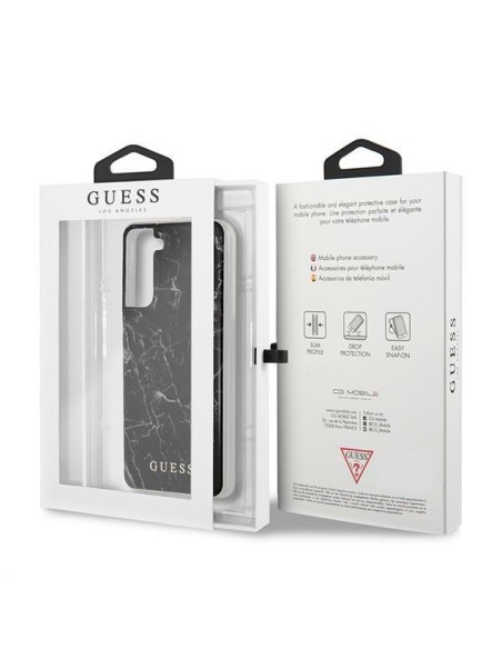 Guess Marble Collection dėklas, skirtas Samsung Galaxy S21+ - juodas