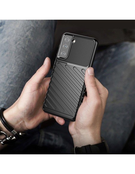 Thunder Case lankstus šarvuotas dėklas Samsung Galaxy S21 FE juodas Thunder Case lankstus šarvuotas dėklas Samsung Galaxy S21 FE juodas