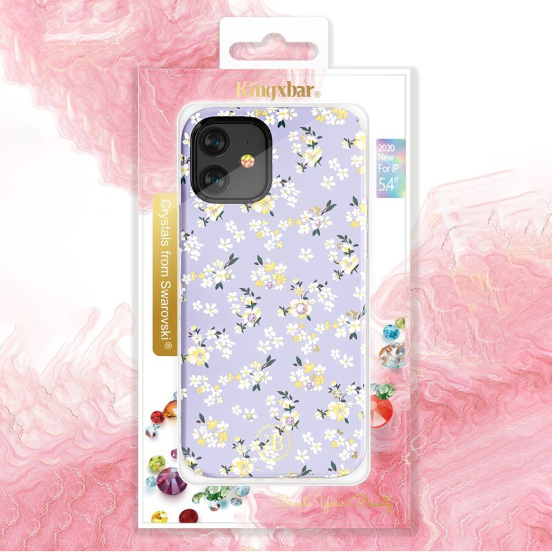 Kingxbar Blossom dėklas papuoštas originaliais Swarovski Crystals iPhone 12 Pro Max daugiaspalviais (Gardenia)