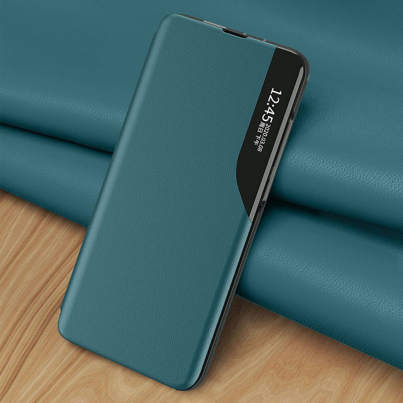 Eco Leather View Case elegantiškas atverčiamas dėklas su stovo funkcija, skirtas Samsung Galaxy S21 FE juodas