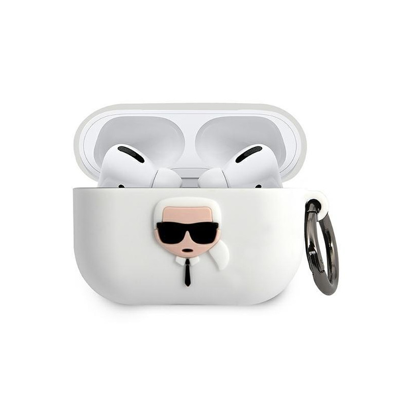 Karl Lagerfeld Silicone Ikonik dėklas, skirtas AirPods Pro - baltas