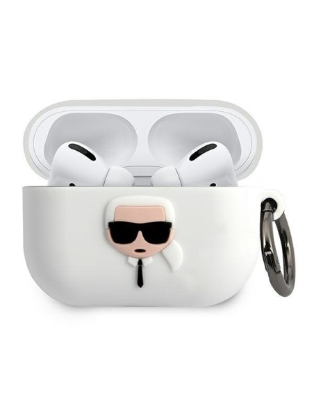 Karl Lagerfeld Silicone Ikonik dėklas, skirtas AirPods Pro - baltas Karl Lagerfeld Silicone Ikonik dėklas, skirtas AirPods Pro - baltas