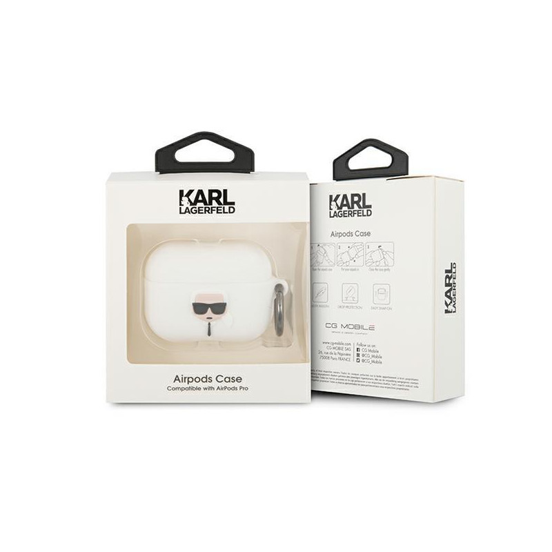 Karl Lagerfeld Silicone Ikonik dėklas, skirtas AirPods Pro - baltas