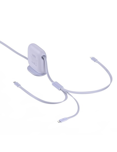 Kabelis ištraukiamas 3in1 USB-C microUSB iPhone Lightning 1,7m violetinė Kabelis ištraukiamas 3in1 USB-C microUSB iPhone Lightning 1,7m violetinė