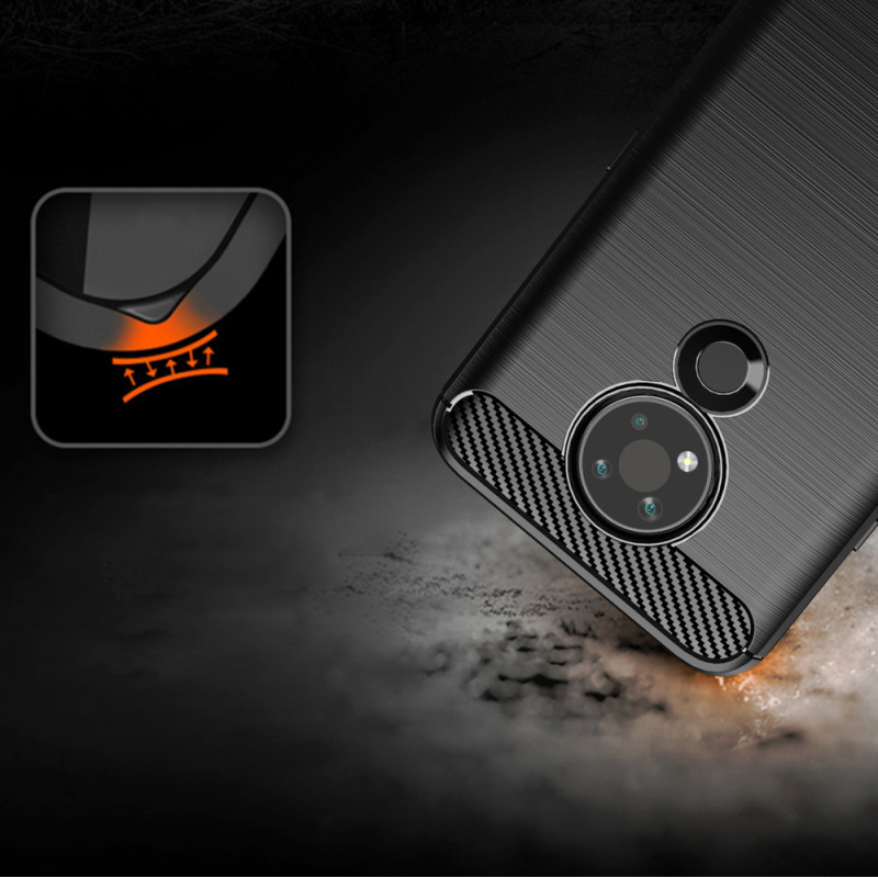 Carbon Case lankstus dangtelis, skirtas Nokia 3.4 juodas