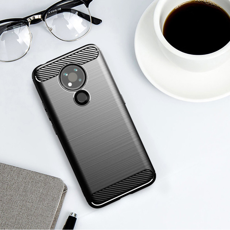 Carbon Case lankstus dangtelis, skirtas Nokia 3.4 juodas