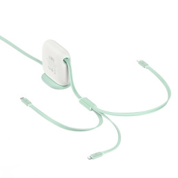Kabelis ištraukiamas 3in1 USB-C microUSB iPhone Lightning 1,7m žalias