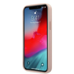 Guess Saffiano Vintage Script dėklas, skirtas iPhone 12 Pro Max – rožinis