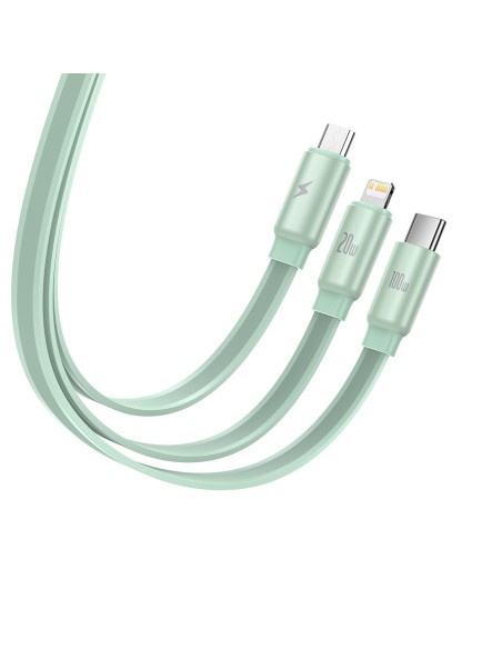 Kabelis ištraukiamas 3in1 USB-C microUSB iPhone Lightning 1,7m žalias Kabelis ištraukiamas 3in1 USB-C microUSB iPhone Lightning 1,7m žalias