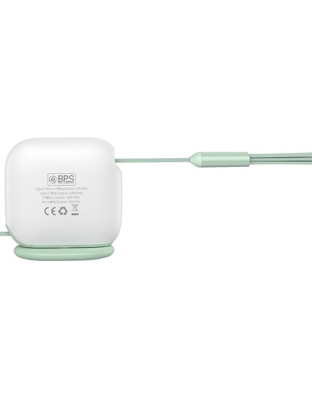 Kabelis ištraukiamas 3in1 USB-C microUSB iPhone Lightning 1,7m žalias Kabelis ištraukiamas 3in1 USB-C microUSB iPhone Lightning 1,7m žalias