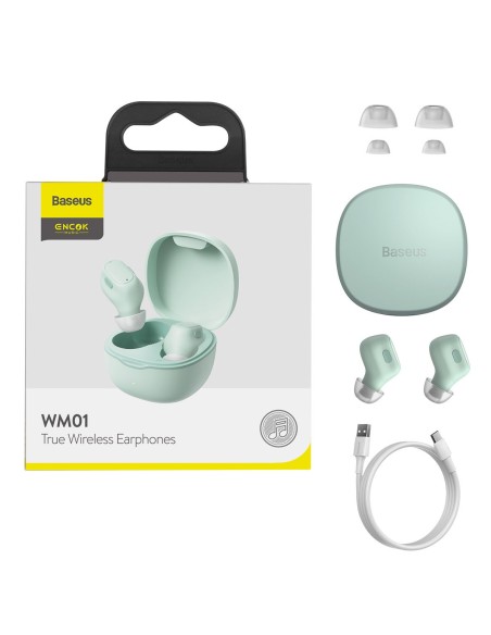 Encok WM01 TWS Bluetooth 5.3 į ausis įdedamos belaidės ausinės žalios spalvos