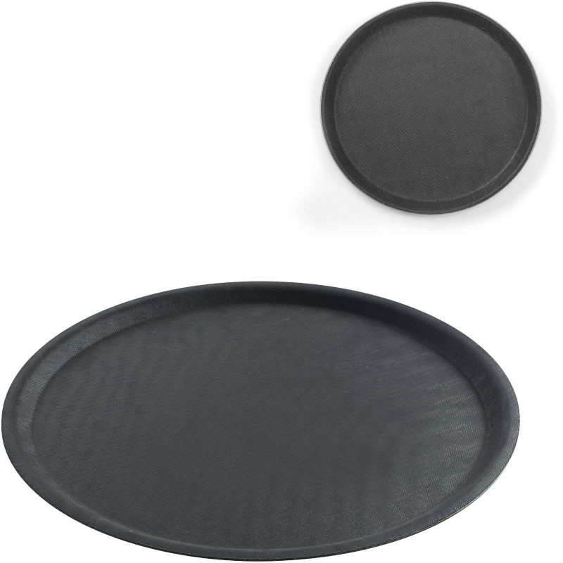 Apvalus neslystantis padavėjo padėklas sk. 40cm - juodas Apvalus neslystantis padavėjo padėklas sk. 40cm - juodas