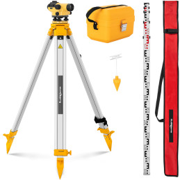 Optinis savaime išsilyginantis nivelyras su trikoju ir lazdele – padidinimas 32x sk. 38 mm