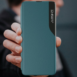 Eco Leather View Case elegantiškas atverčiamas dėklas su stovo funkcija, skirtas Samsung Galaxy A22 4G purple