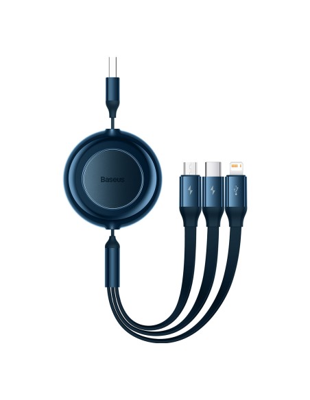 Bright Mirror 2 kabelis 3in1 kabelis A tipo USB microUSB + iPhone Lightning + USB-C 3.5A 1.1m mėlynas Bright Mirror 2 kabelis 3in1 kabelis A tipo USB microUSB + iPhone Lightning + USB-C 3.5A 1.1m mėlynas