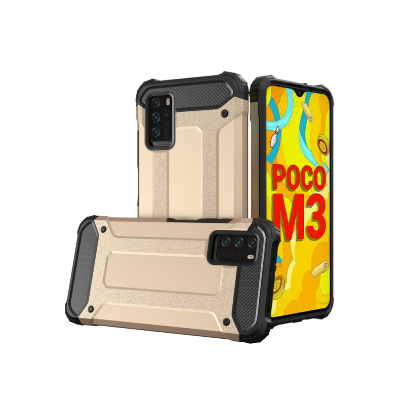 Hybrid Armor šarvuotas hibridinis dėklo dangtelis skirtas Xiaomi Redmi Note 10 5G / Poco M3 Pro gold