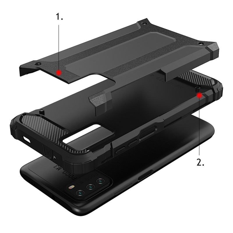Hybrid Armor šarvuotas hibridinis dėklo dangtelis skirtas Xiaomi Redmi Note 10 5G / Poco M3 Pro gold