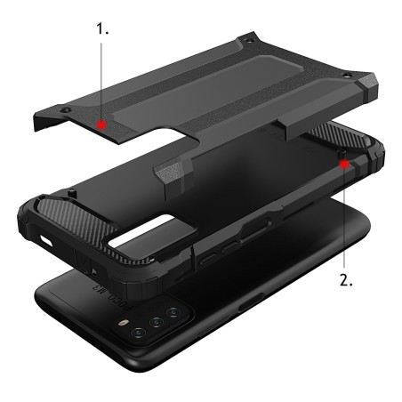 Hybrid Armor šarvuotas hibridinis dėklo dangtelis skirtas Xiaomi Redmi Note 10 5G / Poco M3 Pro gold Hybrid Armor šarvuotas hibridinis dėklo dangtelis skirtas Xiaomi Redmi Note 10 5G / Poco M3 Pro gold