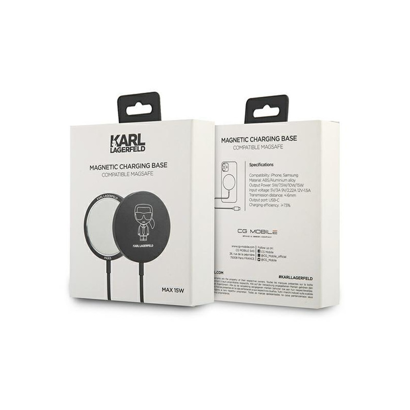 Karl Lagerfeld 15W indukcinis įkroviklis su MagSafe - juodas